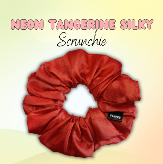 Neon Tangerine Silky Satin Scrunchie
