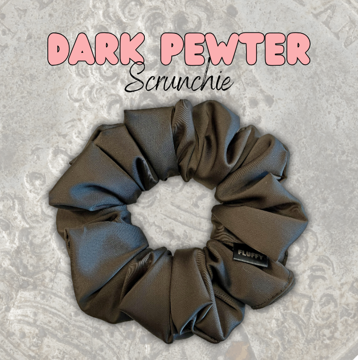 Dark Pewter Satin Scrunchie