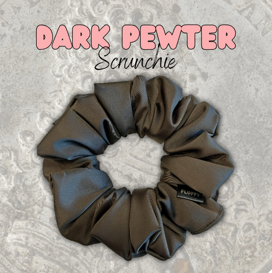 Dark Pewter Satin Scrunchie