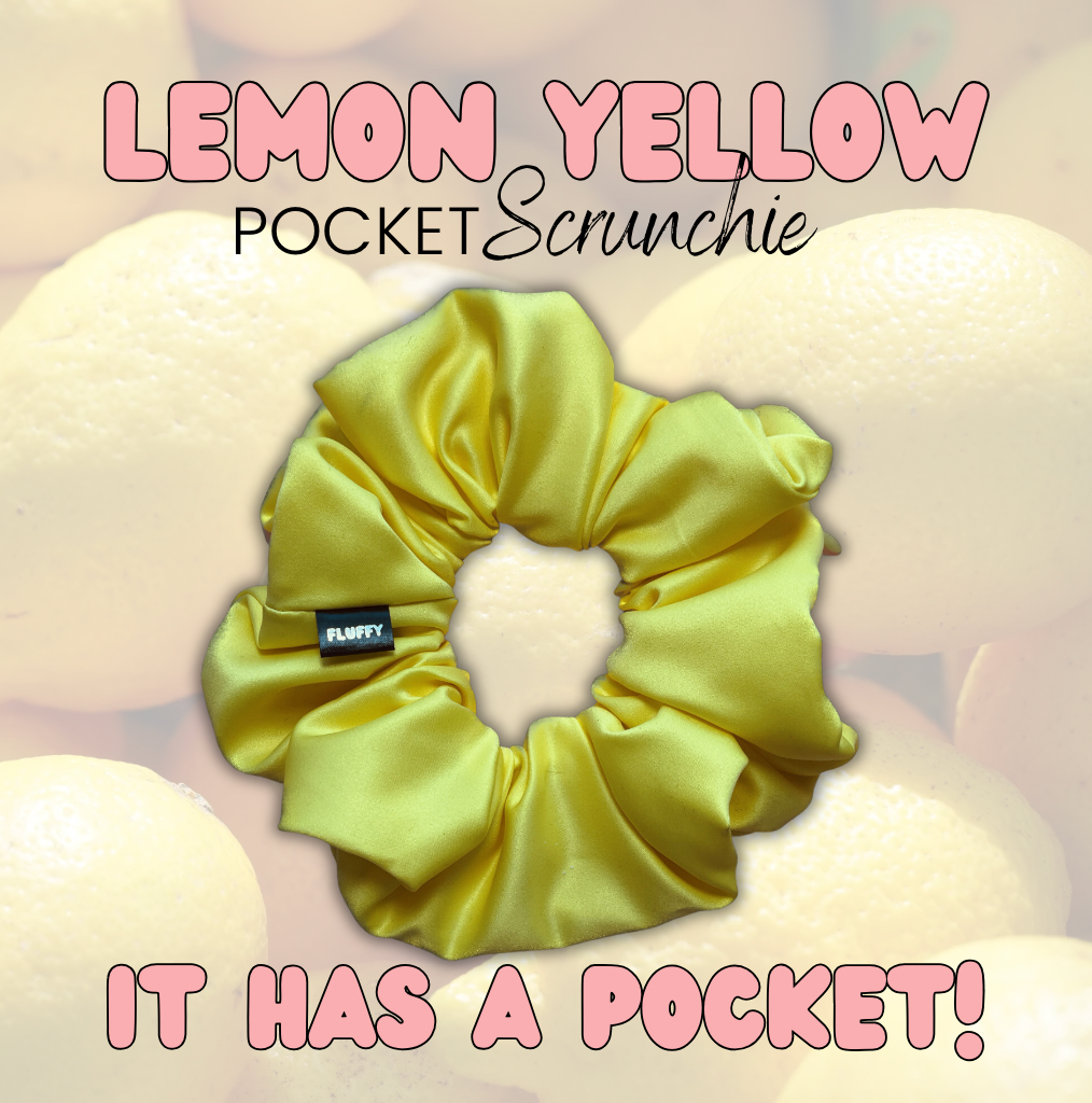 Lemon Yellow Satin Pocket Scrunchie