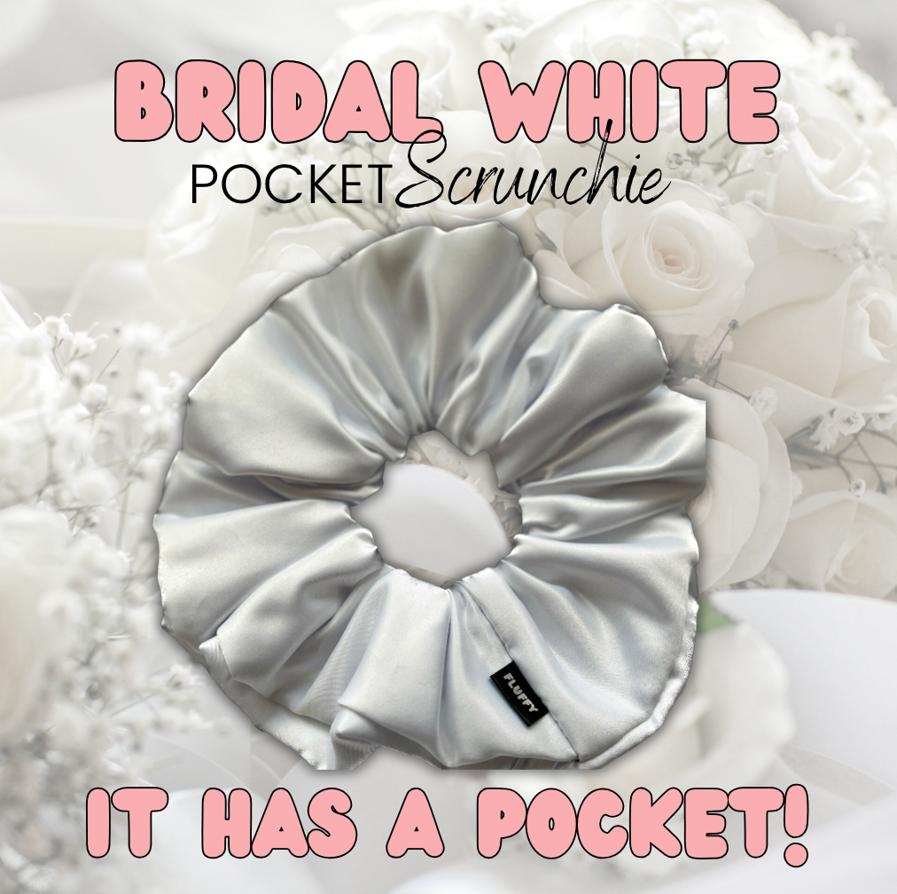 White Satin Pocket Scrunchie