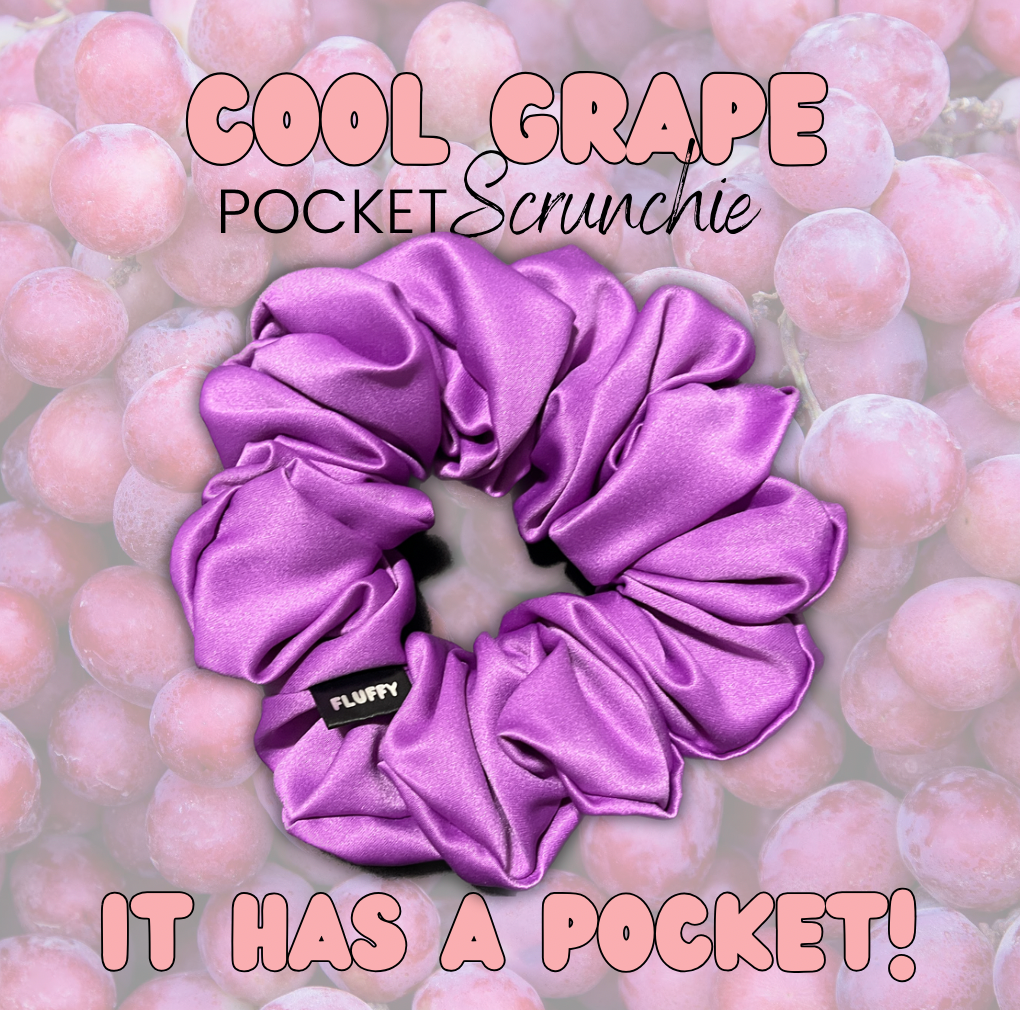 Cool Grape Satin Pocket Scrunchie