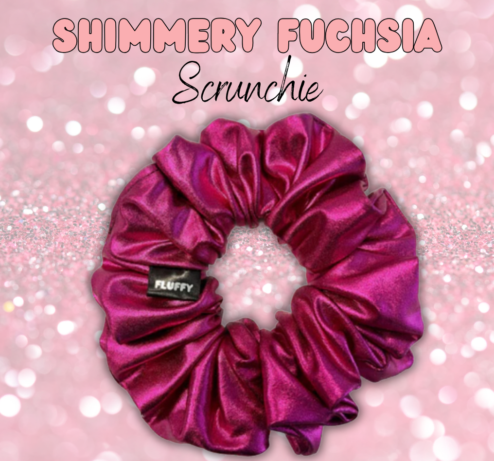 Shimmery Fuchsia Spandex Scrunchie