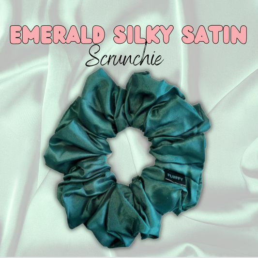 Emerald Silky Satin Scrunchie