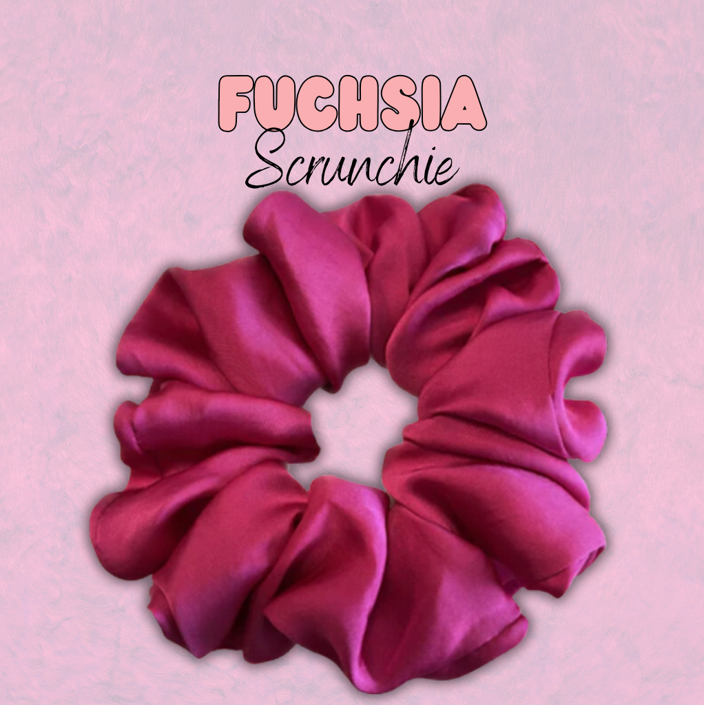 Fuchsia Rumple Satin Scrunchie