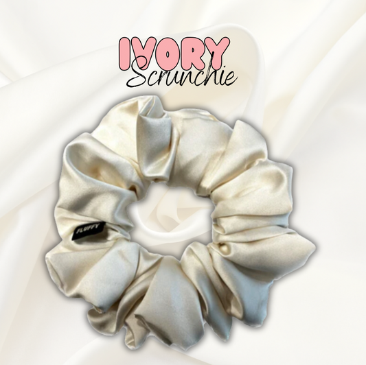 Ivory Satin Scrunchie