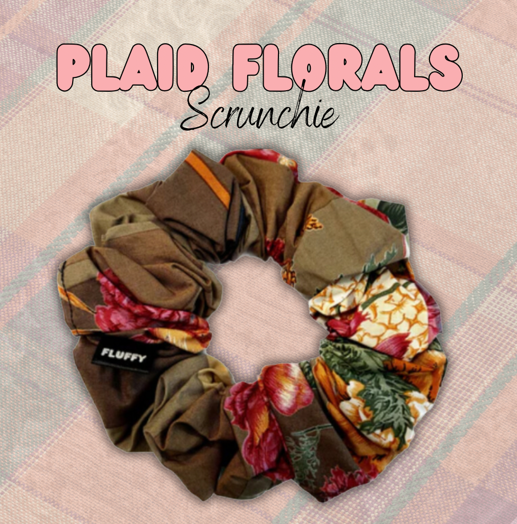 Plaid Florals Cotton Scrunchie