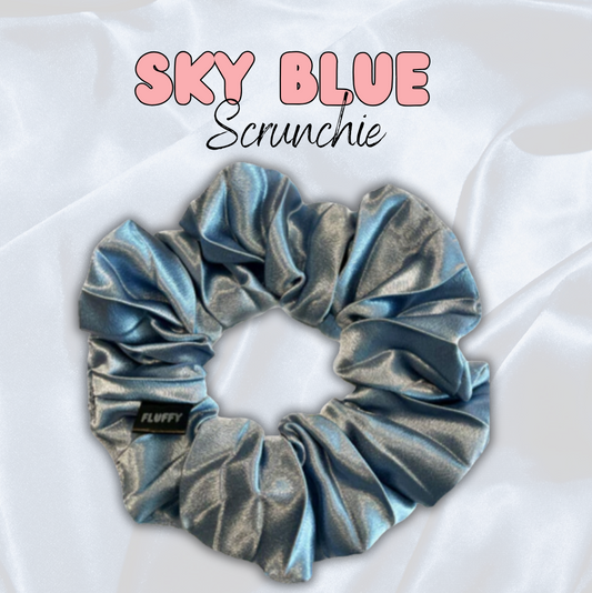 Sky Blue Satin Scrunchie