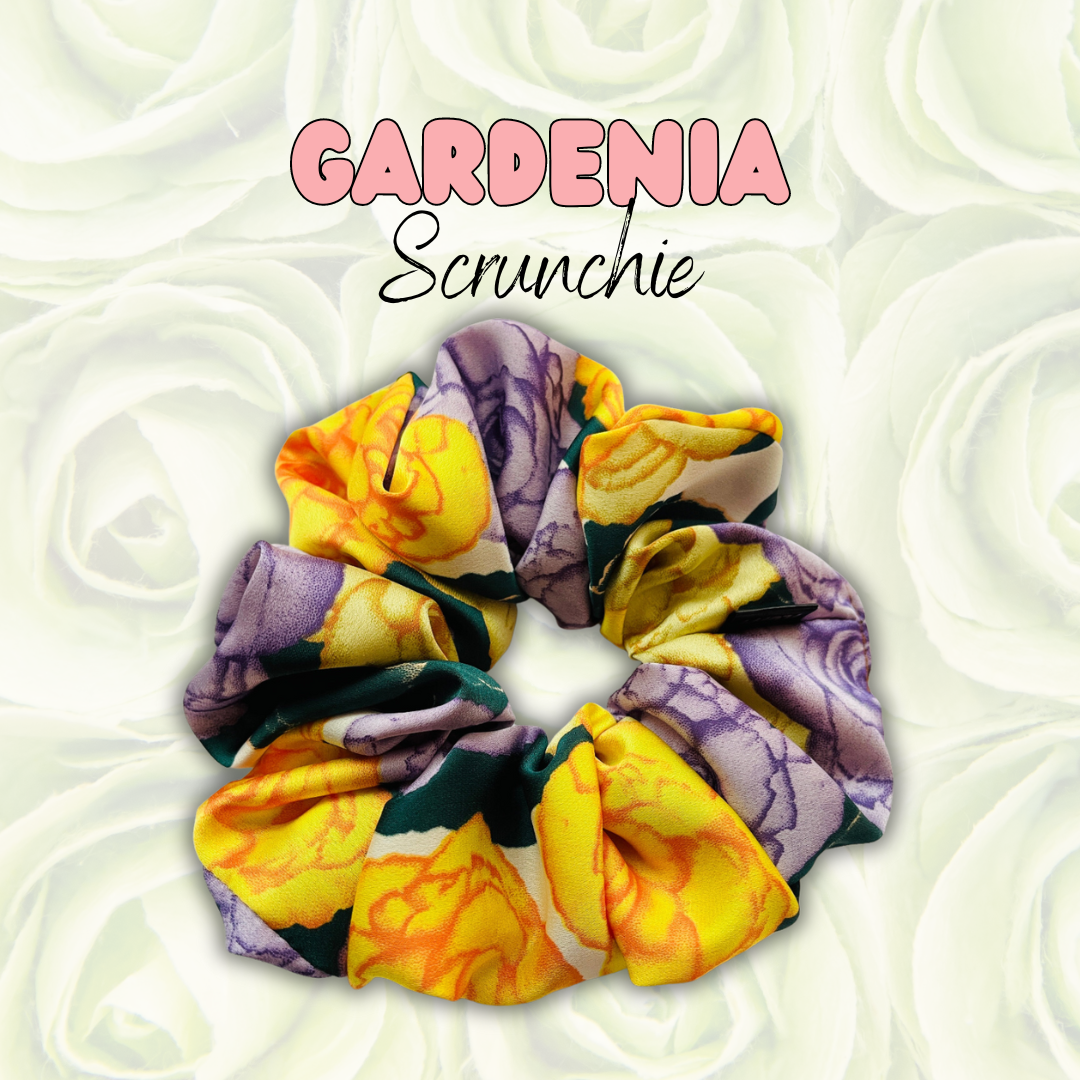 Gardenia Satin Fluffy Scrunchie