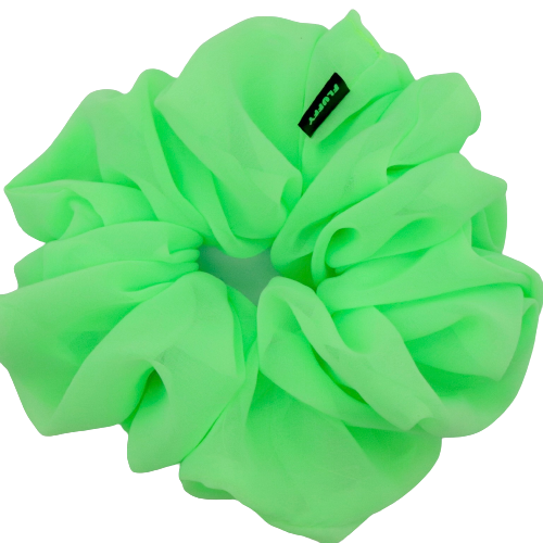 Neon Green Chiffon Scrunchie