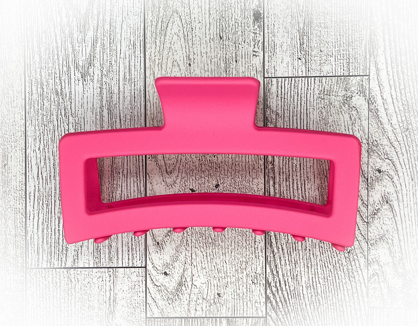 Matte Raspberry Pink Hair Claw Clip - Rectangular shape - 4. 5 inches in length. Great for Braids, twists, long hair, thick hair, and coarse hair.