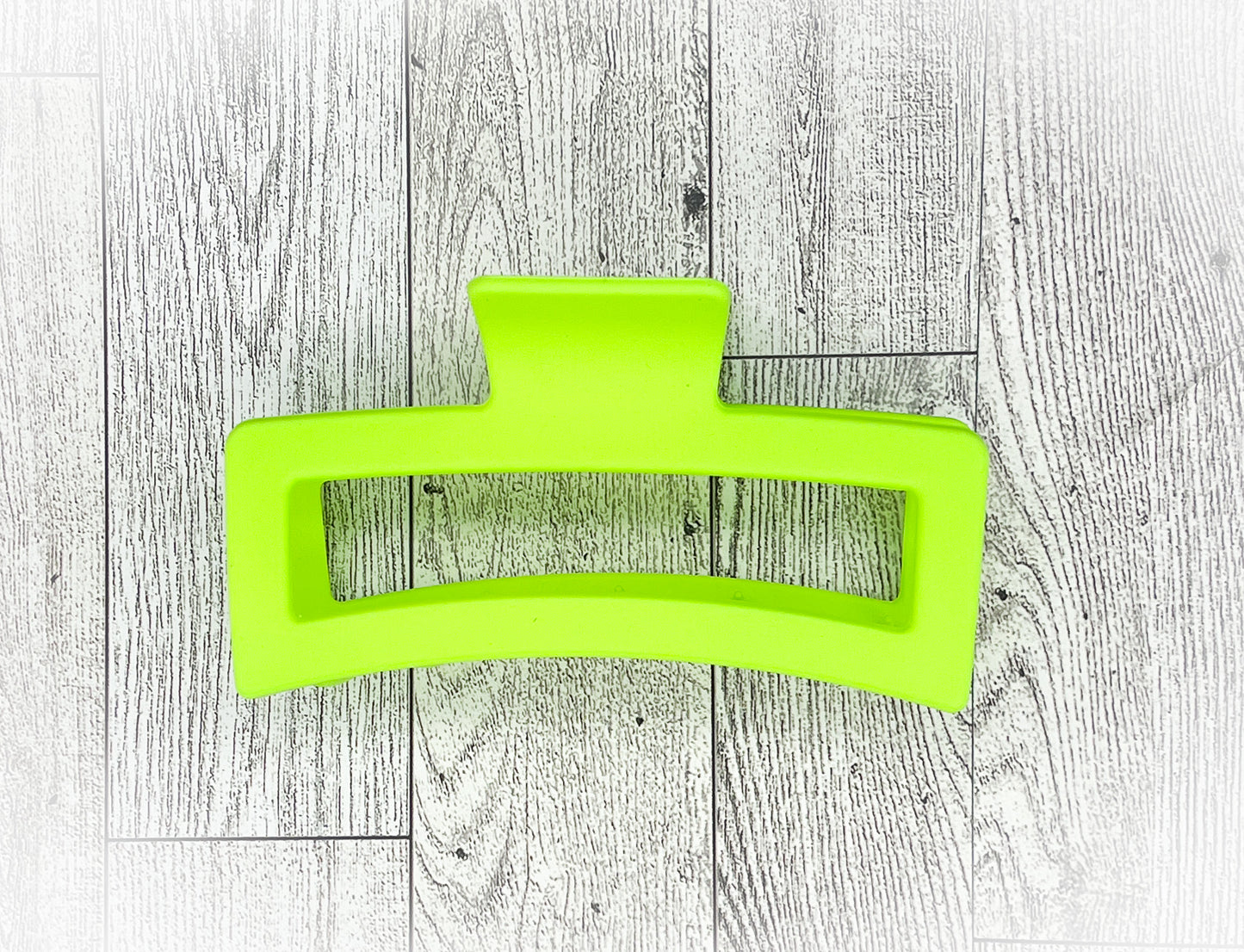 Matte Neon green Hair Claw - Rectangular - 5 inches in length. Great for Braids, twists, long hair, thick hair, and coarse hair.