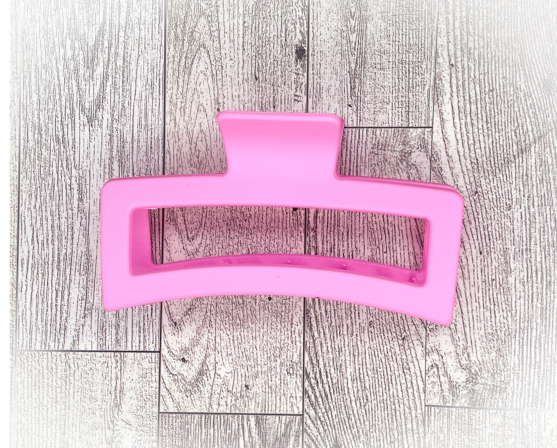 Matte Neon Pink Hair Claw - Rectangular - 5 inches in length. Great for Braids, twists, long hair, thick hair, and coarse hair.
