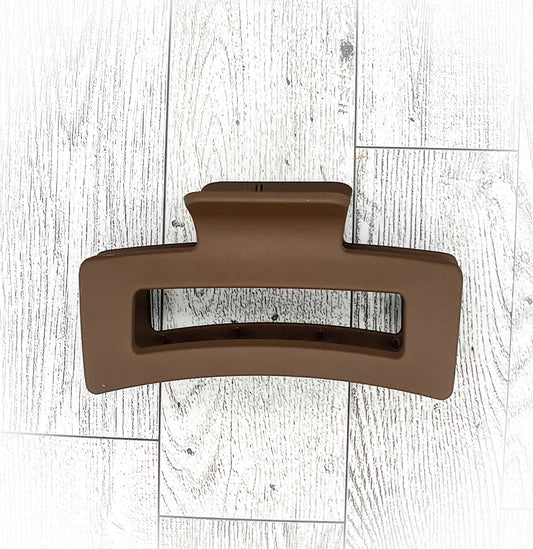 Matte Chocolate Brown Hair Claw Clip- Rectangular - 4 inches in length. Great for Braids, twists, long hair, thick hair, silky hair and coarse hair.