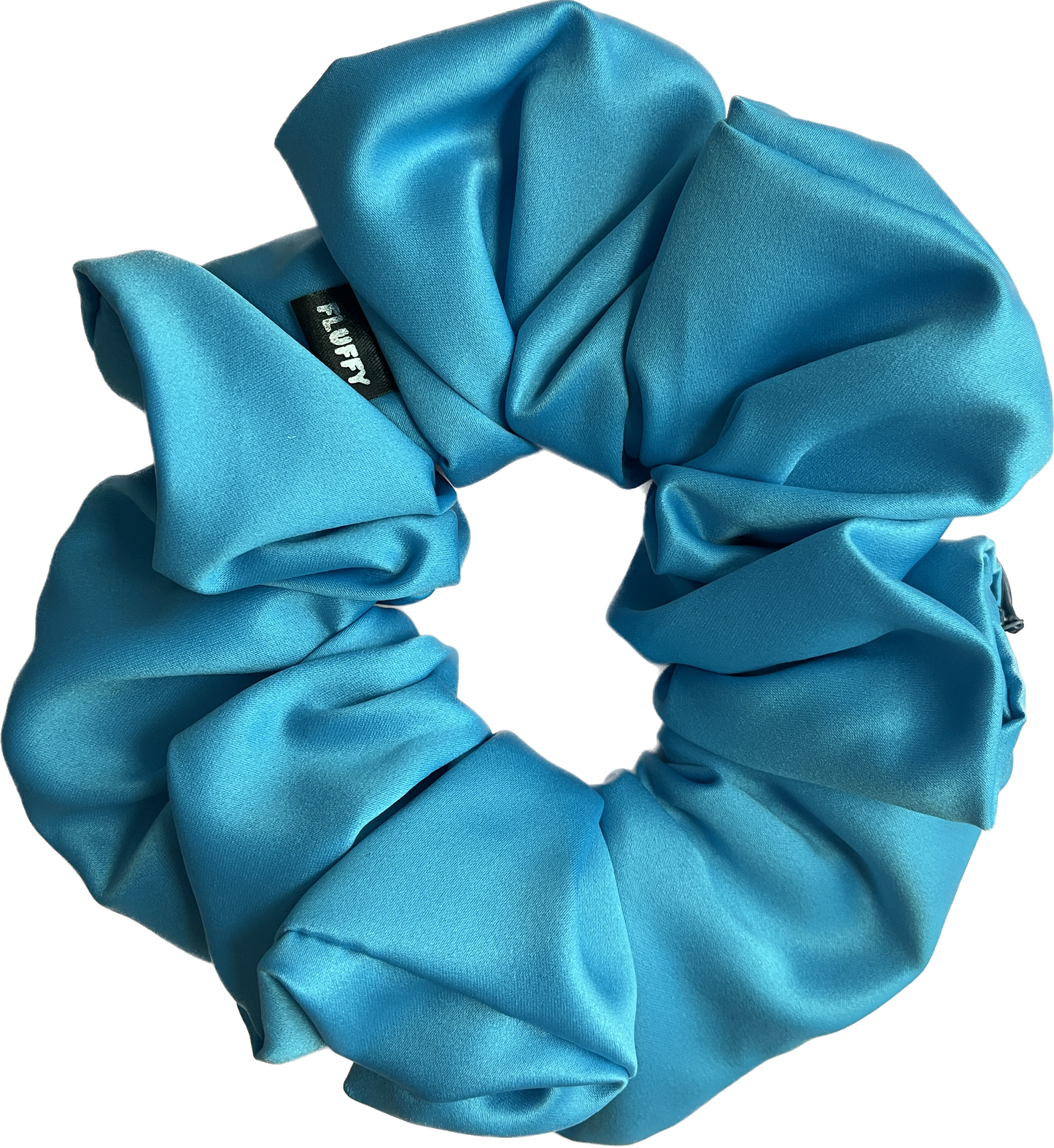 Turquoise Satin Pocket Scrunchie